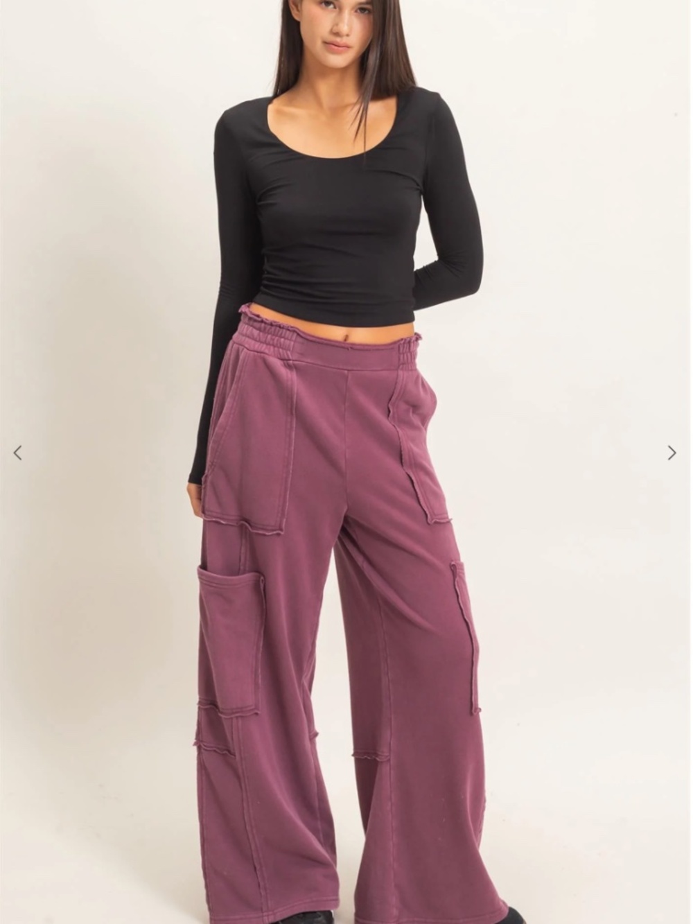 NEW Double Zero Dark Cherry Mineral Wash Cargo Sweatpants – Medium